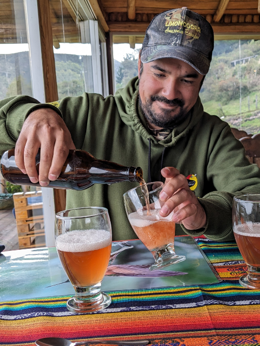 Artisan Beer by Ecuatorial Cerveza Humberto pours one of his artisan beers made with Ecuadorian flavors.